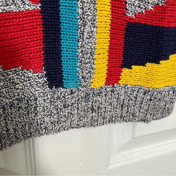 COUNTERPARTS Vintage Geometric Gray Sweater Ramie Cotton Top | size medium - Picture 5 of 6